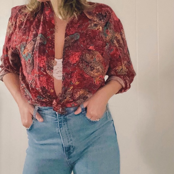 Vintage western- style button down shirt - Picture 1 of 4